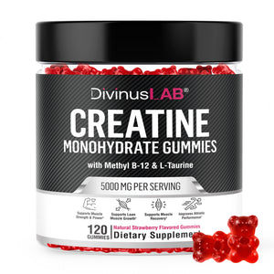 Creatine Monohydrate Gummies - 5000mg Serving Size with Taurine & Methyl B-12 - Vegan, Gluten-Free, Non-GMO Chewables