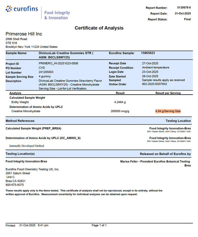 Creatine Monohydrate Gummies – 5g per Serving, 120 Count, Sugar Free, Strawberry Flavored