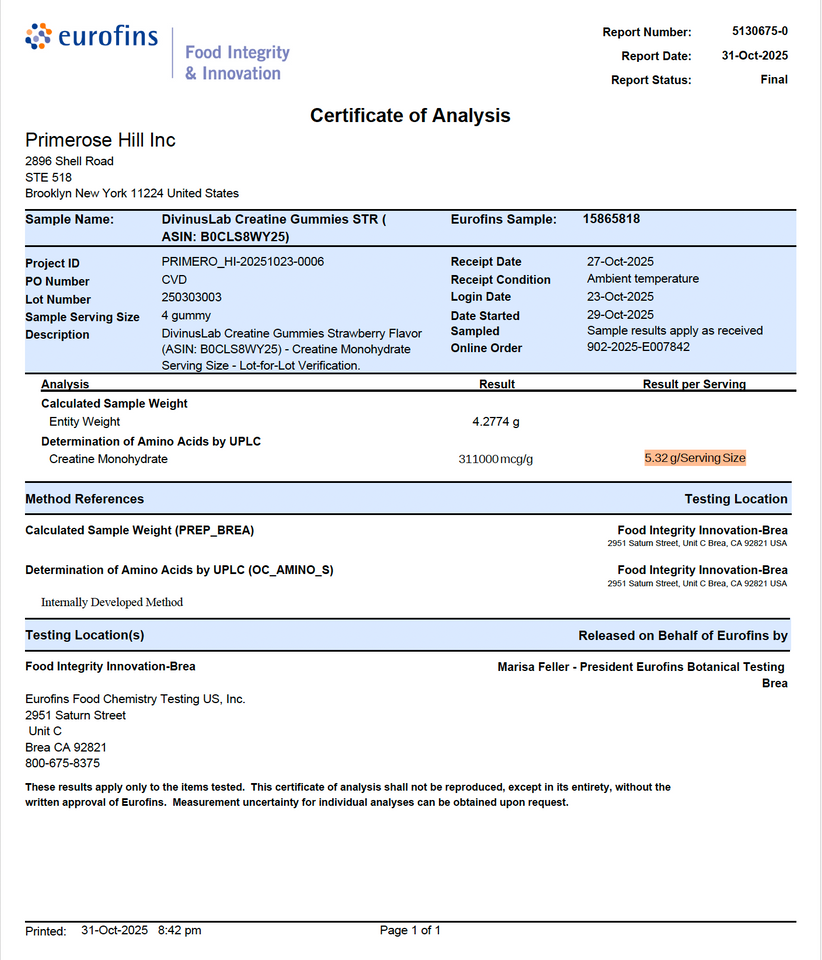 Creatine Monohydrate Gummies – 5g per Serving, 120 Count, Sugar Free, Strawberry Flavored