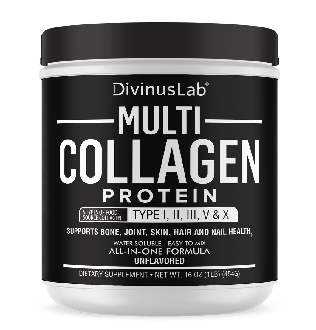 5 Types Multi Collagen Peptides Protein Powder Type I, II, III, V & X Premium Blend of Grass-Fed Beef, Chicken, Wild Fish & Eggshell, Unflavored, Non-GMO